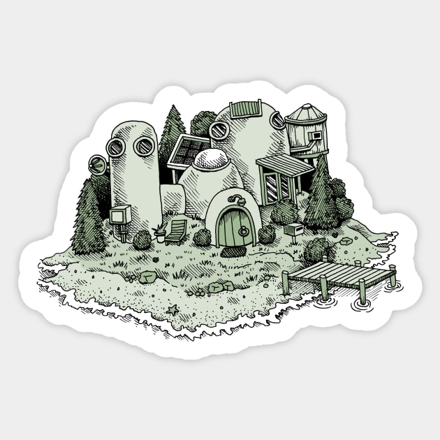 Island-house Sticker by awcomix